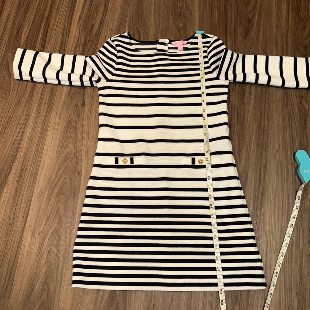 Lilly Pulitzer Charlene‎ Striped Knit Dress Gold Button Detail Girls Size XL - Picture 5 of 5